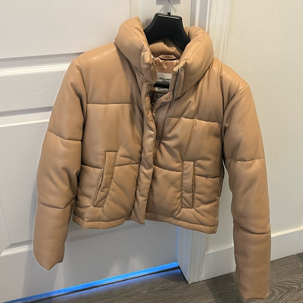 A&F vegan leather mini puffer
